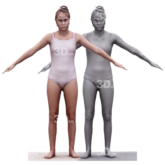 Whole Body Woman White Underwear  3D RAW A-Pose Bodies