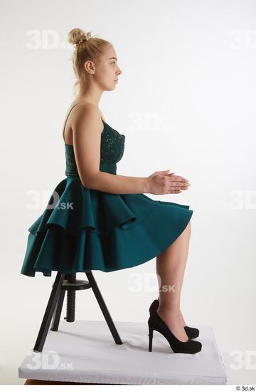 Whole Body Woman White Slim Sitting Studio photo references
