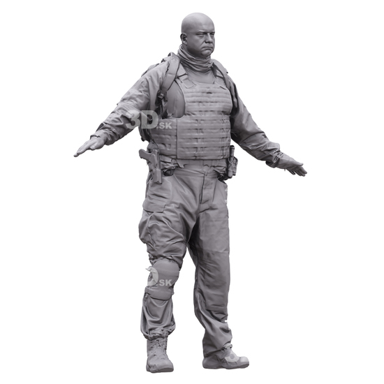 Whole Body Man White Army 3D Artec Bodies
