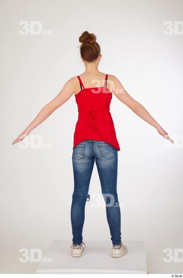 Whole Body Woman White Casual Jeans Slim Standing Studio photo references