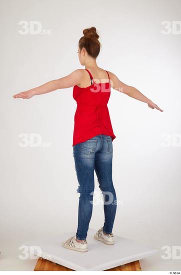 Whole Body Woman T poses White Casual Jeans Slim Standing Studio photo references
