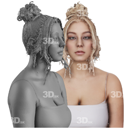 Head Woman White 3D Groom Raw
