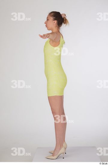 Whole Body Woman T poses White Casual Dress Slim Standing Studio photo references