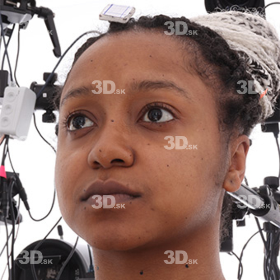 Head Woman Black 3D Retopologised Heads