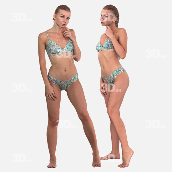Whole Body Woman White 3D Scan Daily Pose