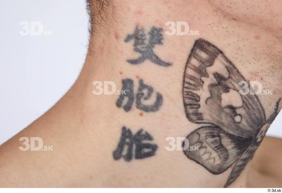 Neck Man White Tattoo Underweight Studio photo references