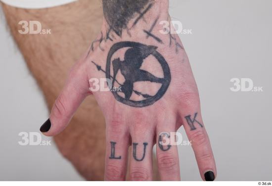 Hand Man White Tattoo Underweight Studio photo references
