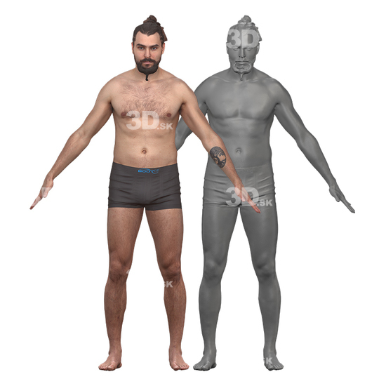 Whole Body Man White Underwear 3D Clean A-Pose Bodies