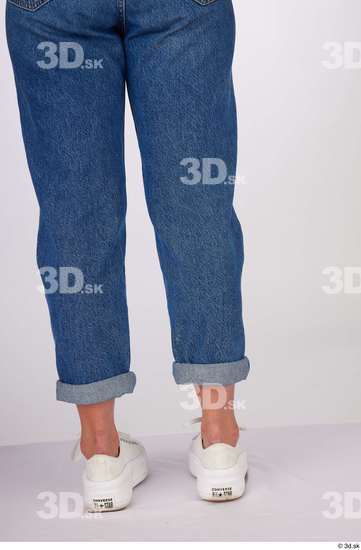 Calf Woman White Casual Jeans Slim Studio photo references