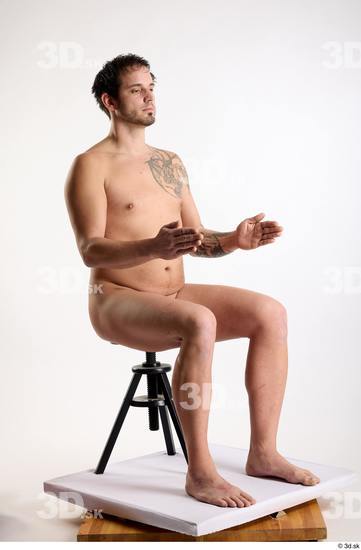 Whole Body Man White Nude Average Sitting Studio photo references