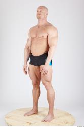 Whole Body Man Animation references Army Sports Swimsuit Muscular Studio photo references