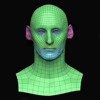 Head Man White 3D Retopologised Heads