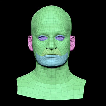 Head Man Black 3D Retopologised Heads