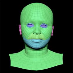 Retopologized 3D Head scan of Alberaneshia Allen SubDivision