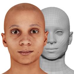 Retopologized 3D Head scan of Aisha Bonobo