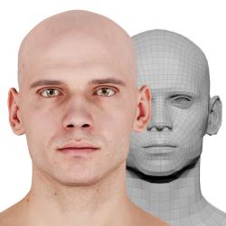 Retopologized 3D Head scan of Efrain Fields