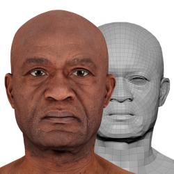 Retopologized 3D Head scan of Jafaris Simon
