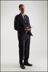  Sam Atkins Firefigter in Ceremonial Uniform with Cell Phone 
