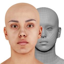 Retopologized 3D Head scan of Eva Seco