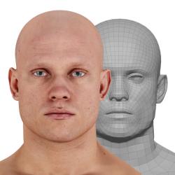 Retopologized 3D Head scan of Gilbert